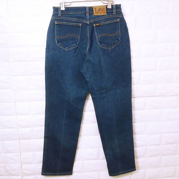 Vintage 80s Lee USA-Made Denim Mom Jeans 14-Petite 30x30 Hi-Rise 5-Pocket Dark - Picture 9 of 11